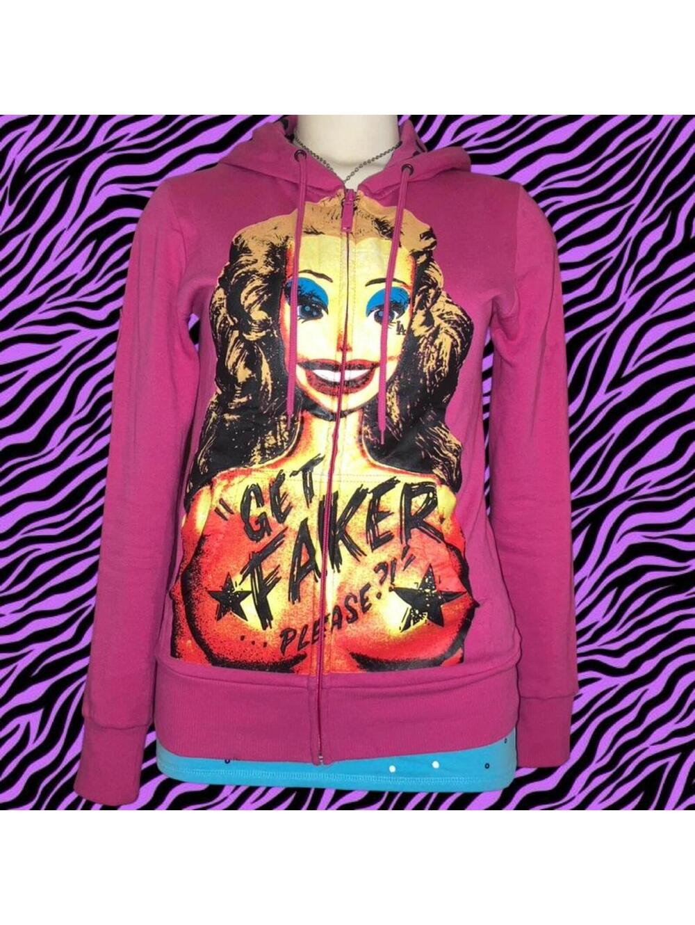 NWOT Iron Fist Pink graphic zip up hoodie